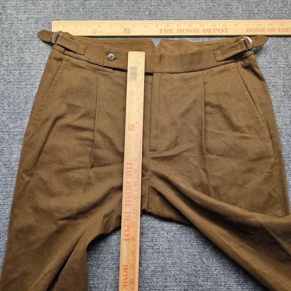 Stile Latino Brown Cotton Cashmere Pleated Trousers Side Adjusters Italy 50/34